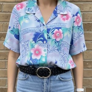 Alia 10 Vintage 90s Retro Artsy Dopamine Eclectic Grandma Button Down Shirt